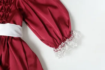 0-12Y Baby Dekle Jeseni Vina Burgundija rdeče Long Sleeve Vintage turški Žogo Obleke Princess Oblačenja za Dekleta Priložnostne Stranka Obleko