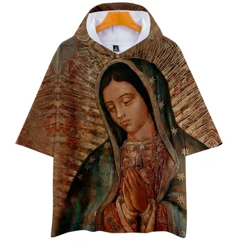 Ženske Hoodie Naše Gospe Iz Guadalupe Devica Marija Mehika Mehiški Hooded t-shirt 3D harajuku Poletje osebnost Katoliške Hooded vrhovi