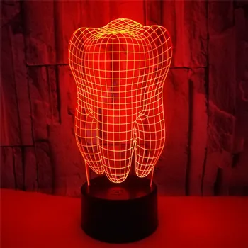 LED Nočna Lučka Pisane Zobozdravnik Zobozdravstvo Dekoracija Spalnica Dotik Tabela Kul Lučka za Rojstni dan, Božič Darilo 3D Zob Zob
