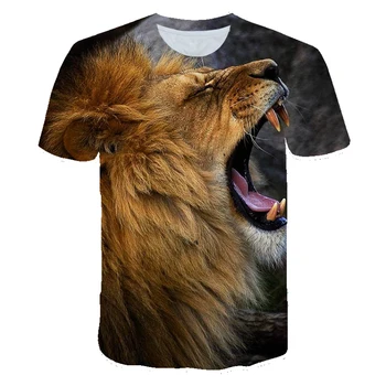 Nov poletni živalske vrste 3D tiskanje otroci prevelik t-shirt lion T-majice za otroke obrabe, starš-otrok nositi otroka Poletne obleke