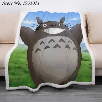 Anime Totoro 3D Tiskanih Flis Odeja za Postelje Debela Odeja Moda Bedspread Sherpa Vrgel Odejo Odrasli Otroci 07