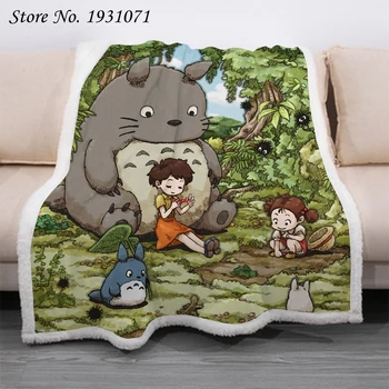 Anime Totoro 3D Tiskanih Flis Odeja za Postelje Debela Odeja Moda Bedspread Sherpa Vrgel Odejo Odrasli Otroci 07