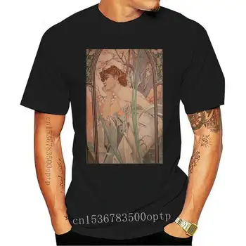 Alfonse Mucha Hf2 T Shirt Mucha Art Noveau Parizu Prijavite Affiche Lady Starinsko Francoski Avstrija