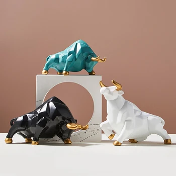Miniaturni Kip Bika Smolo Bika Skulpture Živali, nordijska dekoracijo doma dekor Namizni Kipi Bikov figurice Živali, Kabinet