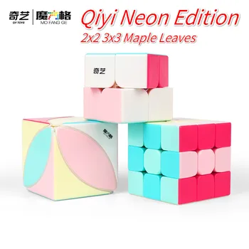 Qiyi Neon Edition Magic Cube Qidi 2x2 Bojevniki 3x3 Hitrost Kocka Javor Listi Lvy Izobraževalne Igrače za Otroke