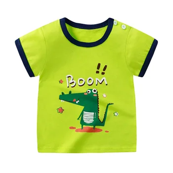 Poletje Novo 2021 Otroci Fantje T-Shirt Srčkan Risanka Dinozaver Tiskanja Kratek Rokav T-Majice Bombaž Newborn Baby Dekleta O-vrat Vrhovi Tees
