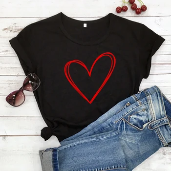 Smešno Ljubezen Srce Valentinovo T-shirt Srčkan Valentinovo Darilo Tshirt Za Punco Priložnostne Ženske Grafični Pari Tee Shirt Vrh