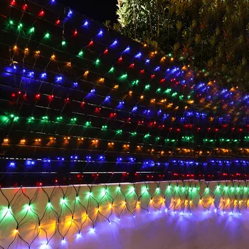 Thrisdar Sončne LED Neto Očesa Niz Luči 2x3M na Prostem Počitnice Božič Neto Pravljice Niz Garland za Teras Stranka Okno Zid