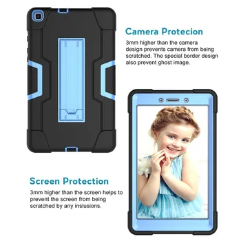 Silikonsko Ohišje Za Samsung Galaxy Tab A 8.0 2019 SM-T290 T295 Tablet Zaščitna Primeru Opora Kritje Zaščitnik Fundas Black+Modra