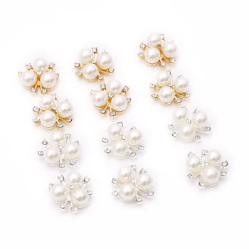 5/10pcs/set DIY Cvet Okrasnih Gumbov Pearl Gumb Zlitine Diamante Kristalno Lok Poročno Dekoracijo Šivanje Dekor Dodatki