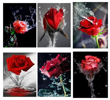 5D DIY Celoten Kvadratni/Krog Diamond Slikarstvo Rdeče Rose Cvet Vezenje s Cross Vezenje Doma Dekoracijo