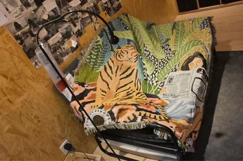 Nordijska Ustvarjalne Tapiserije Veliko Površino Pravokotnika Tassel Tiger Vzorec Funkcionalne Kavč Postelja Kritje Stanja Piknik Odejo Morju Šali