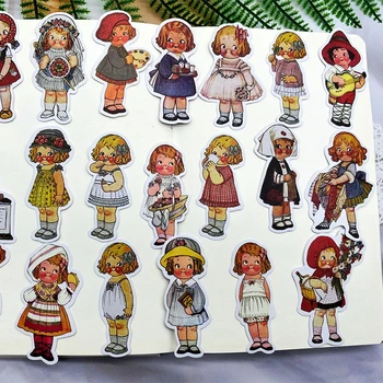 40PCS Vintage Doll Dnevno nalepke DIY scrapbooking list znanja kolaž dnevnik vesel načrt darilo pečat dekoracijo nalepka