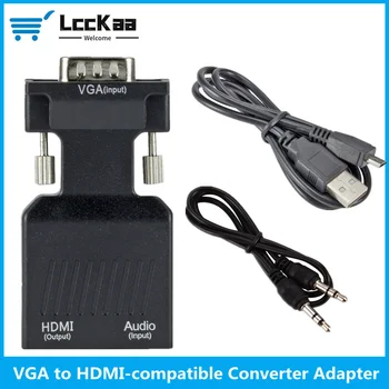 VGA HDMI je združljiv Prilagodilnik Pretvornika 1080P VGA Adapter Za Prenosni RAČUNALNIK za HDTV, Projektor, Video Avdio VGA HDMI je združljiv