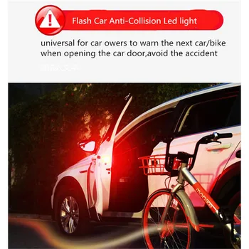 2Pcs Avto, Odpiranje Vrat opozorilna Lučka za Varnost Proti trčenju Flash Luči Brezžični Magnetni Signalna luč Vrata Avtomobila Okrasite svetlobe