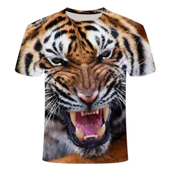 2021 poletje nov slog 3D tiskanje moda casual men je smešno živali, tiger, lev, leopard, snow leopard T-shirt plus velikost 110/6XL