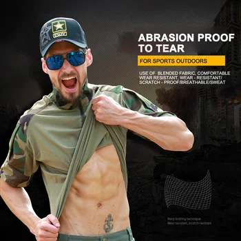 Moške Camo Boj proti Taktično Majica Kratek Rokav Quick Dry T-Majice Prikrivanje na Prostem, Vojaško Vojske Vrhovi Tees Airforce Majice