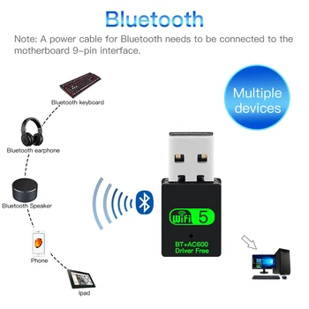 Fenvi USB WiFi Adapter 600Mbps 2.4 G 5GHz Wi-Fi, Bluetooth, Antena, Dual Band 802.11 ac Mini Brezžična Računalniška Omrežja Kartico Sprejemnik