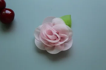 NOVE 2,4 palčni Moda šifon je cvet z listi Diy za lase pribor glavo okraski pisane rože brez posnetek 10pcs