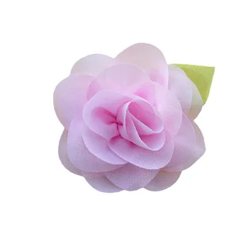 NOVE 2,4 palčni Moda šifon je cvet z listi Diy za lase pribor glavo okraski pisane rože brez posnetek 10pcs