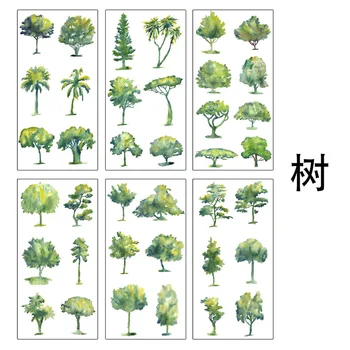 6 Listov /Vrečko Preprosta, Vse Zeleno Drevje Dekorativne Nalepke Nalepke Palico Dekoracijo