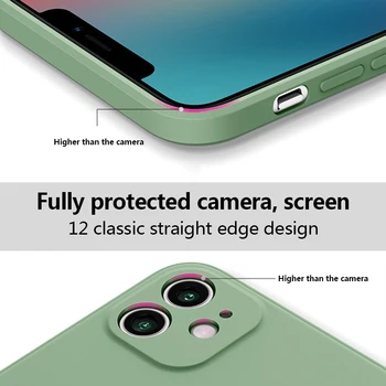 Luksuzni Original Kvadratnih Tekoče Silikona Primeru Telefon Za iPhone 12 11 Pro Max Mini XS X XR 7 8 Plus SE 2 Tanka, Mehka Kritje Sladkarije Primeru