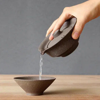 Gospodinjski, keramični čajnik lončenina preprost prenosni potovanja lonec dve skodelici Kung Fu čaj nastavite WF5161712