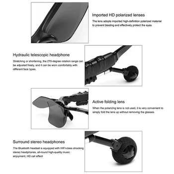 Človek Šport Stereo Brezžična Tehnologija Bluetooth 5.0 Slušalke, Očala Telefon Prostoročno Klicanje Vožnjo Sončna Očala Glasbe, Audio EyesGlasses