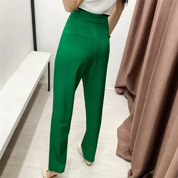 Hlače spomladi nov slog ženske nositi 2021 temperament modni vse-tekmo barva visoko pasu nabrano hlače ZA