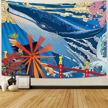 Japonska Gunma Valovi Natisnjeni Visi Tapiserija Wall Art Za Dom Deco, Dnevna Soba, Spalnica Wall Art Joga Mat Odejo Doma Dekor