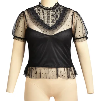 Prodaja 2021 poletje plus velikost ženske vrh blusa mujer čipke šifon bluzo ženske očesa majica womens vrhovi in bluze, ženske Bluzo D30