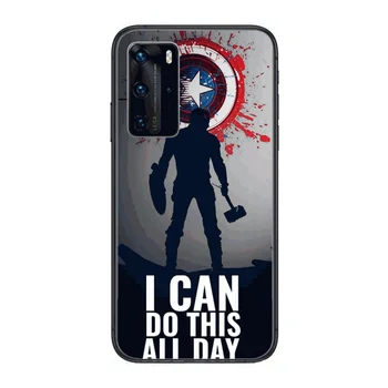 Captain America Primeru Telefon Za Huawei P 40 30 20 10 Lite Smart Z Pro, Črn Etui Coque Slikarstvo Hoesjes strip moda