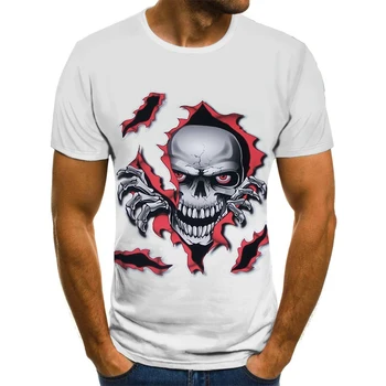 Ustvarjalni Moški T-shirt za Moške Reaper 3dt-majice Osebno Lobanje Vzorec T-majice O-vratu Vrh Poleti Priljubljen Modni Velikosti
