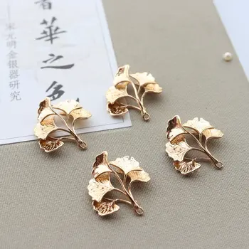 Ginkgo leaf roža obesek pobakrena ohranjanje barve zlata ostra material je uporabljena za DIY, ogrlice, uhani, accessorie
