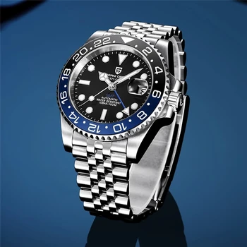 PAGANI DESIGN Moških GMT blagovne Znamke Samodejni Watch Luksuzni Safirno Steklo Mehanska ura iz Nerjavečega Jekla Nepremočljiva 100M Montre Homme