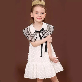 Poletje Dekleta Čipke Obleko 2021 Moda Otroci Brez Rokavov Vezene Šifon Obleke, Roza, Bela Princesa Vestidos 3 Do 8 Let