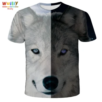 Wuiliy Živali T-shirt Za Moške Volk Graphic Tee Wolfish 3D Tiskanja Tees Galaxy Volk Majica s kratkimi rokavi Ženske/Moški Gozd Wolfs Vrhovi