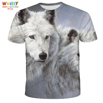 Wuiliy Živali T-shirt Za Moške Volk Graphic Tee Wolfish 3D Tiskanja Tees Galaxy Volk Majica s kratkimi rokavi Ženske/Moški Gozd Wolfs Vrhovi
