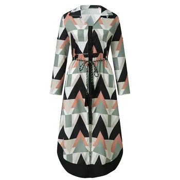 2021 Plus Velikost Ženske Women ' s Holiday Geometrijski Slog Tiskanja Obleka Ohlapno Priložnostne Haljo Obleko Oblikovalca Oblačil Taltas Grandes