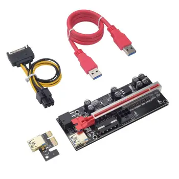 VER009S Plus PCI-E Riser Card PCI Express 1X Do 16X USB 3.0 Kabel SATA Da 6Pin Priključek Za Grafične grafična Kartica Dropshipping