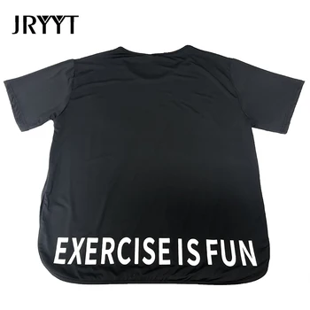 JRYYT Plus Velikost Fitnes Gym Uvježbavanje Vrhovi Ženske Izgubijo Tek Šport T-Shirt Ženski Poletje Kratek Rokav Quick Dry Joga Srajce 4XL