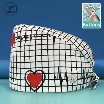 Multicolor risanka tiskanje EKG vzorec nastavljiv gumb piling, čiščenje priložnostne klobuk pet shop vzorec piling za tiskanje klobuk