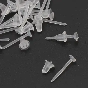 50 Parov Nevidno Plastičnih Prazno Uhani Zatiči Post s Silikonsko Uhan Hrbet Dodatki