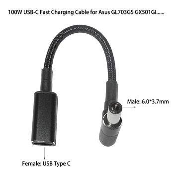 100W USB Tip C PD Hitro napajalni Kabel Kabel USB C Ženski 6.0*3.7 mm Moški Plug Adapter Pretvornik za Asus Prenosnik, PC