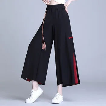 Novo Šifon Kitajski Slog Priložnostne Hlače Črne Svoboden Ženske Kung Fu Sopihanje 2021 Poletje Harajuku Letnik Pantalones Chinos De Mujer