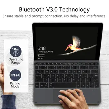 MoKo Tip Kritje Za Microsoft Surface Pojdi,Slim Brezžični Bluetooth Tipkovnico s sledilno ploščico,7-Barvni LED Backlit,za Površinsko Pojdi 10 v