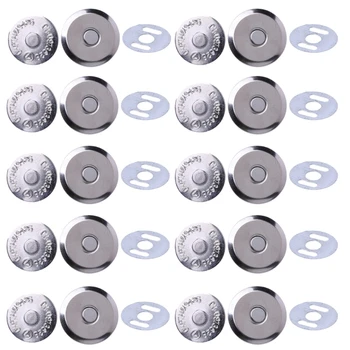 10 Kompletov Kovinskih Magnetnih Snap Zapirali 14 mm 16 mm Za Šivanje Torbici Torbico Vrečko Obrti