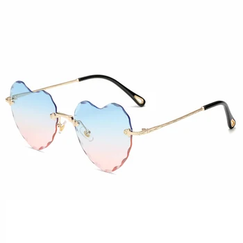 Srce Oblikovan Rimless Sončna Očala Ženske Blagovne Znamke Oblikovalec Stekla Moških Retro Steampunk Sončna Očala Letnik Okvirji Za Očala