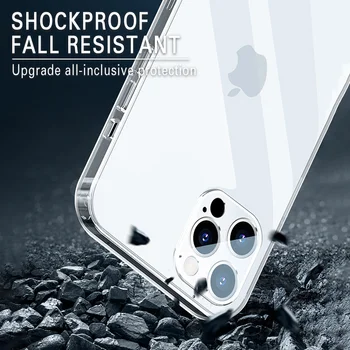 Ultra Tanek Jasno Silikonski Shockproof Telefon Mehko Ohišje Za iPhone 11 12 Pro Mini Max X XS XR 7 8 Plus SE 2 zaščitni Pokrov Objektiva