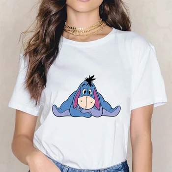 Eeyore Natisnjeni T-majice Ženska Disney Risanke Winnie The Pooh Prevelik Kawaii Ohlapne majice za Dekleta O-vratu Estetska Oblačila